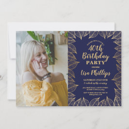 40:e födelsedag Party marin Guld höstfoto Inbjudningar
