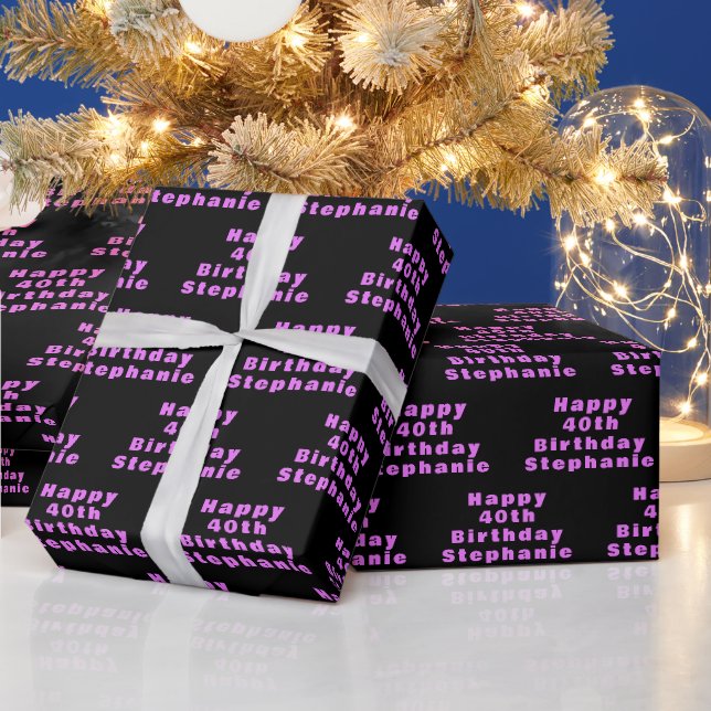40:e födelsedag Party Namn Svarta Lilan Mönster Presentpapper (Helgdagar)