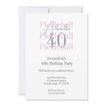 40:e födelsedag Party Pickleball Rosa Typografi