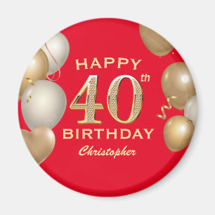 40:e födelsedag Party Red och Guld Magnet