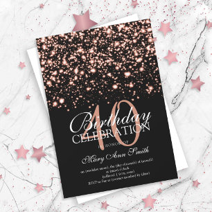 40:e födelsedag Party Ro Guld Midnight Glam Inbjudningar