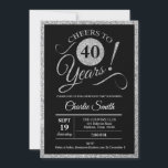 40:e födelsedag Party - Silver Svart ÅLDER Inbjudningar<br><div class="desc">40-årsdag för inbjudan till kvinnor eller manar. Elegant inbjudan-kort i faux glitter silver och svart. Innehåller typsnitt för skript. Skål till 40 år! Kan anpassas till vilken ålder som helst. Perfekt för en milstolpe i snyggten firande.</div>