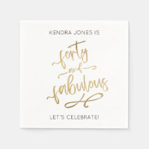 40:e födelsedag Personlig Guld Glitter Napkins