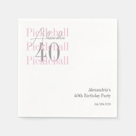 40:e födelsedag Pickleball Party Rosa Pappersservett