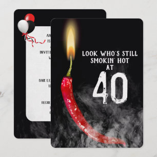 40:e födelsedag Röd Hett Pepper Candle Inbjudningar