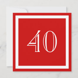40:e födelsedag - Röd Inbjudningar
