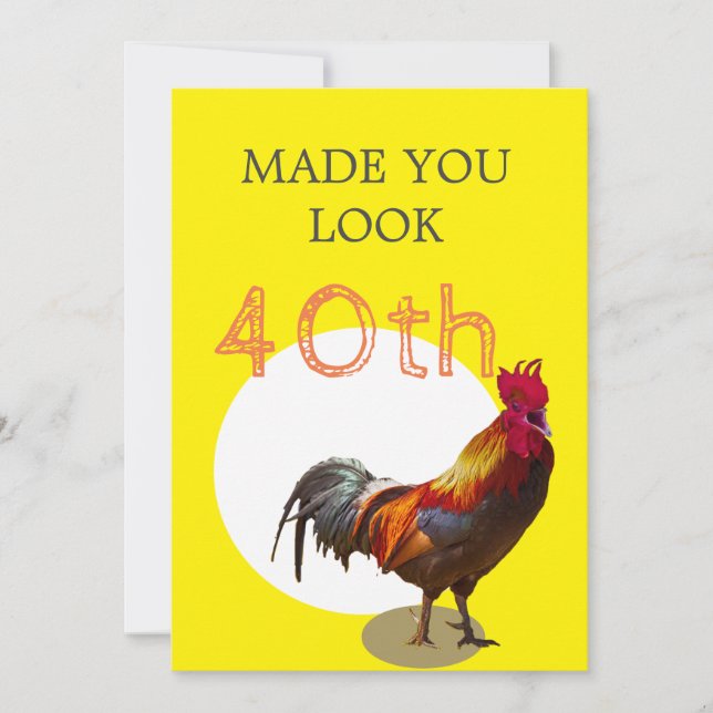 40:e födelsedag Roligt Chicken Tupp Male Inbjudningar (Framsida)