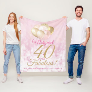 40:e födelsedag Rosa 40 och svett Fleecefilt