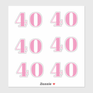 40:e födelsedag Rosa nummer 40 Anpassningsbarnas å Klistermärken