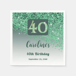 40:e födelsedag Söt Grönt Glitter Pappersservett