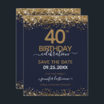 40:e födelsedag Spara datumbudgetinbjudan<br><div class="desc">Elegant Faux guld glitter med skuggande konfettsyror på översta sidan och grund gräns. All text är justerbar och lätt att ändra för dina egna behov i party. Underbar elegant 40-årsformatmall.</div>
