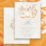 40:e födelsedag Surprise Party White Pumpkin Fall Inbjudningar<br><div class="desc">Vita pumpor från eleganten är inkapslade i röda löv,  orange och sage grönt och vilda blommor.</div>