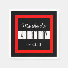 40:e födelsedag svart med Red Ram Anpassningsbar V Pappersservett