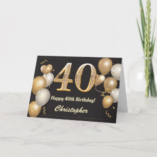 40:e födelsedag Svart och Guld Kort