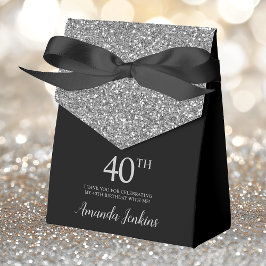 40:e födelsedag Svarta Silver Glitter Tack Presentaskar