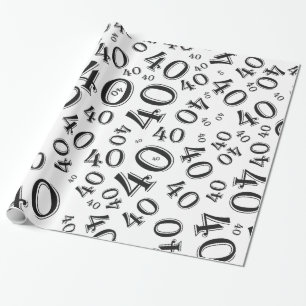 40:e födelsedag Svartvit slumpnummer Mönster 40 Presentpapper