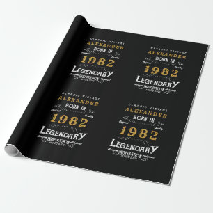 40:e födelsedagen 1982 Black Guld Add Namn Legenda Presentpapper