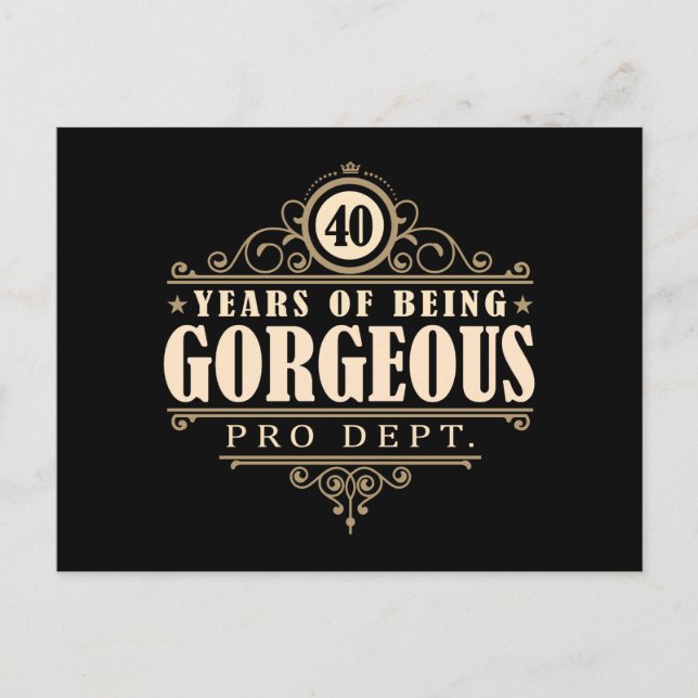 40:e födelsedagen (40 år av härlig) vykort (Framsida)