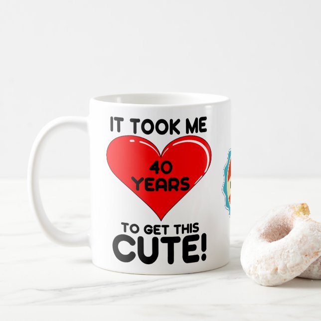 40:e födelsedagen 40 år Gammal Personlig Cute Hear Kaffemugg (Med munk)