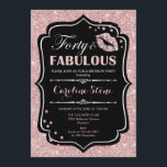 40:e födelsedagen - 40:e Fabulous Ro Guld Black Inbjudningar<br><div class="desc">40:e födelsedagsinbjudan. Elegant svartvit design med faux glitter ro guld. Har rosa läppar kyss,  konfekti och skriptteckensnitt. Perfekt för ett elegant födelsedagsfest. Trettio Fabulous! Berätta om du behöver anpassa dig ytterligare.</div>
