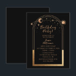 40:e födelsedagen 40:e kelestial svart Guld-astron Inbjudningar<br><div class="desc">40:e födelsedag 40:e romardagen med kallblodigt svart Guld-Sol-astronomi-Inbjudningskort på födelsedagen har guld sol,  måne och stjärnor med gyllene ram på svart bakgrund. Inuti finns informationen om din anpassningsbar-inbjudan. Designad av Evco Studio. Visa samordningssamlingen på www.zazzle.com/store/evcostudio</div>
