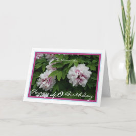 40:e födelsedagen Amanda Peonies Vår blommor Moder Kort