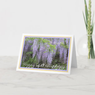 40:e födelsedagen Amelia Wisteria Elegant Guld Ram Kort