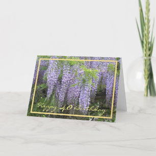 40:e födelsedagen Amelia Wisteria Elegant Guld Ram Kort
