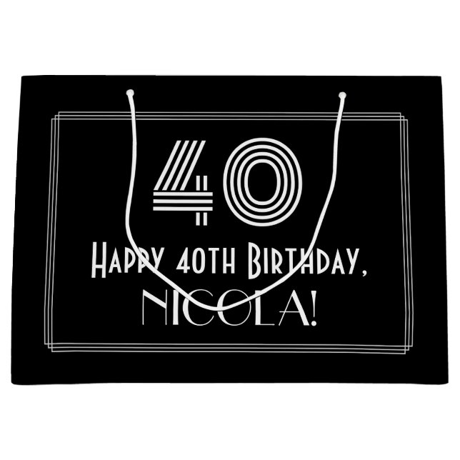 40:e födelsedagen - Art Deco Inspired Titta "40" & (Framsidan)