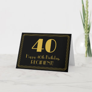40:e födelsedagen: Art Deco Inspired Titta "40" +  Kort