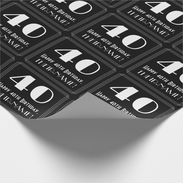 40:e födelsedagen - Art Deco Inspired Titta "40",  Presentpapper (Hörn)