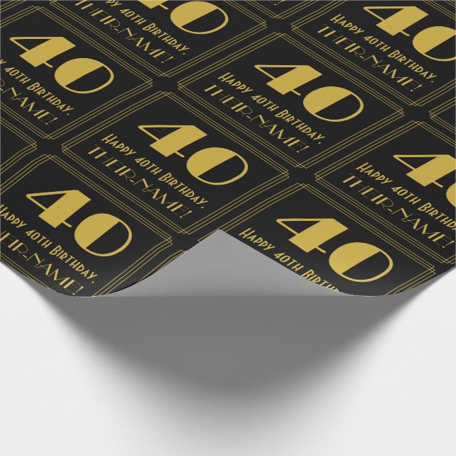 40:e födelsedagen ~ Art Deco Inspired Titta "40",  Presentpapper (Hörn)