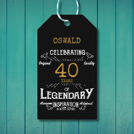 40:e födelsedagen Black Guld Legendary Vintage Presentetikett