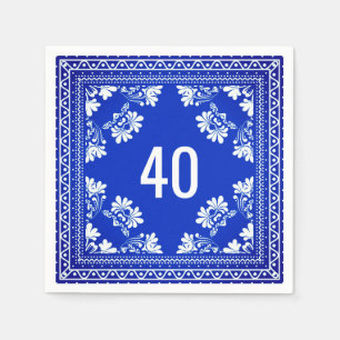40:e födelsedagen Blue Bandana Pappersservett