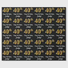 40:e födelsedagen: Elegant Luxurious Faux Guld loo Presentpapper