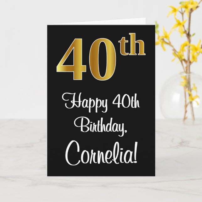 40:e födelsedagen ~ Elegant Luxurious Faux Guld Ti Kort (Gul blomma)