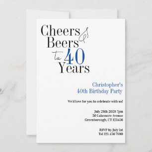 40:e födelsedagen Enkel Cheers Öl Party Inbjudningar
