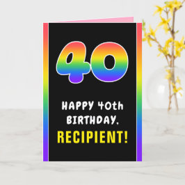 40:e födelsedagen: Färgfullt regnbåge nr 40, anpas Kort
