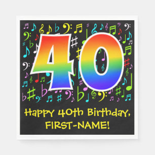 40:e födelsedagen - färgstarka musiksymboler, re pappersservett