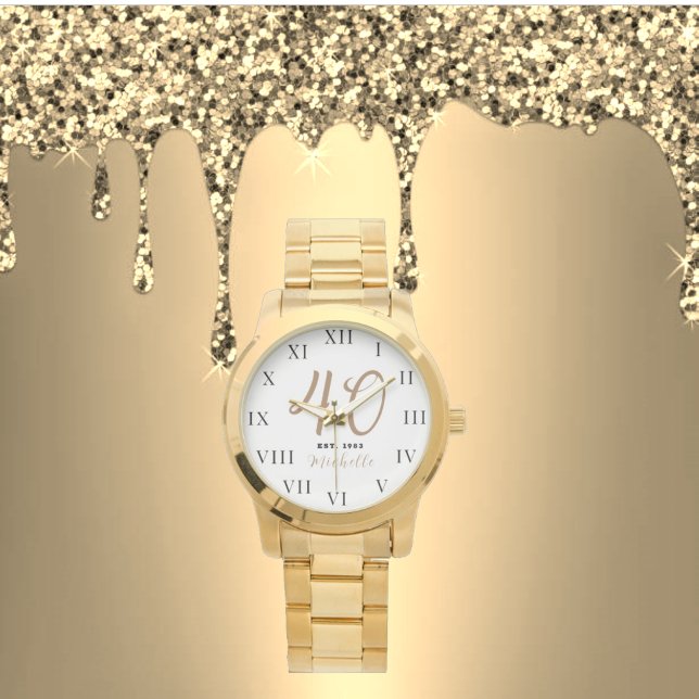 40:e födelsedagen för hennes 40-Guld Girly-Elegant Armbandsur (Skapare uppladdad)