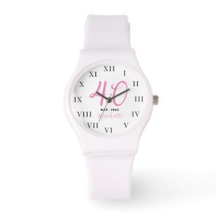 40:e födelsedagen för hennes fyrtio Rosa Girly-Ele Armbandsur