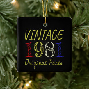 40:e födelsedagen Gift Retro Vintage 1981 Julgransprydnad Keramik