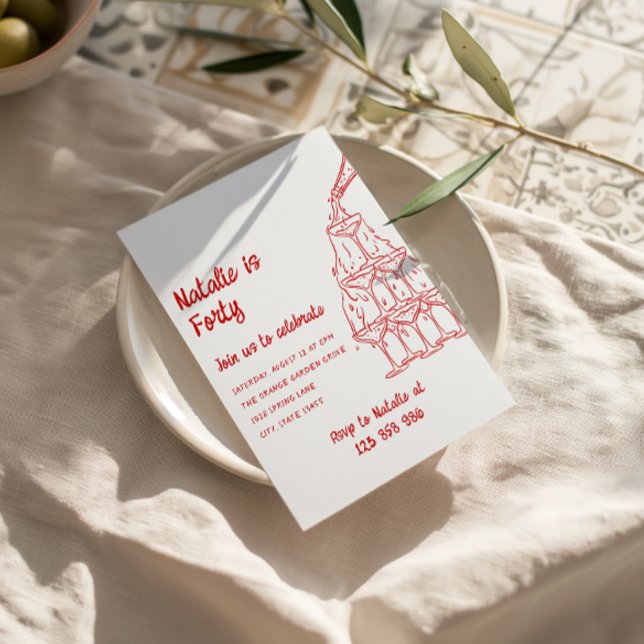 40:e födelsedagen Hand plockade Champagne Torn Inbjudningar (Skapare uppladdad)