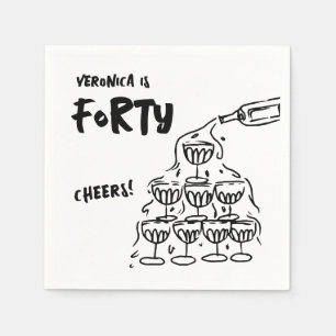 40:e födelsedagen Hand plockade Cocktail Napkins Pappersservett