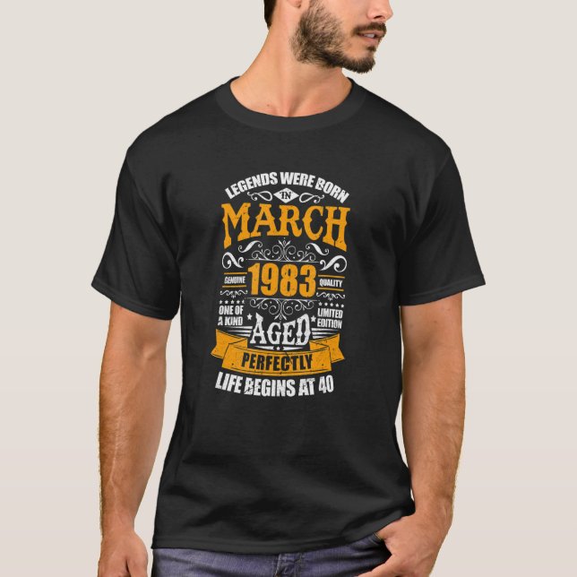 40:e födelsedagen i mars 1983 börjar livet vid 40  t shirt (Framsida)