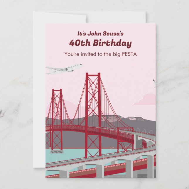 40:e födelsedagen i Party: inbjudan till Lissabonb (Framsida)