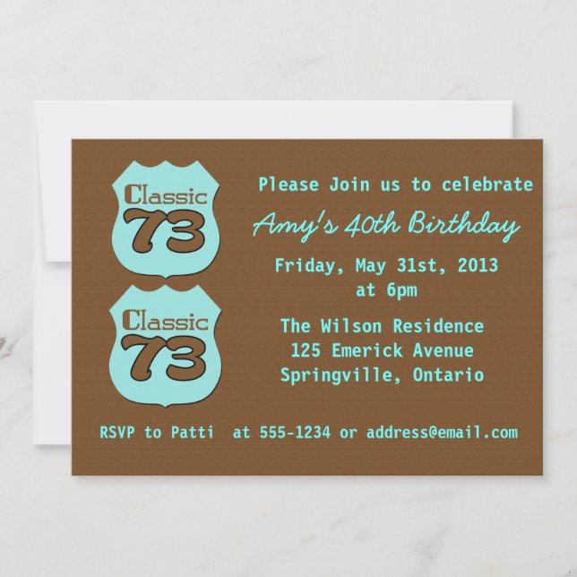 40:e födelsedagen i Party Inbjudningar (Framsida)