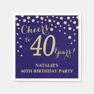 40:e födelsedagen i Party, marinblått och Guld D Pappersservett