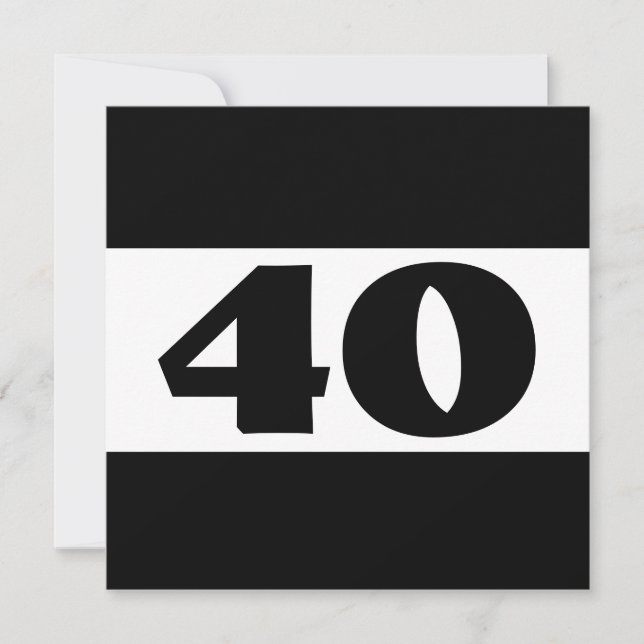 40:e födelsedagen i Party svartvitt W857 Inbjudningar (Framsida)