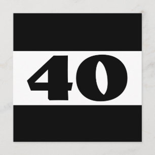 40:e födelsedagen i Party svartvitt W857 Inbjudningar
